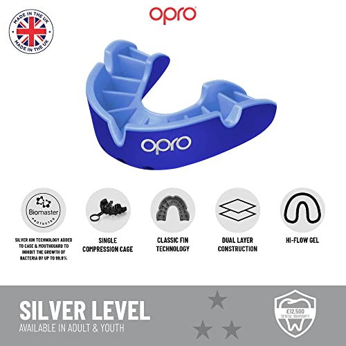 New OPRO Silver Level Adult and Youth Clear Sports Mouthguard, Gum Shield Featuring Revolutionary Fitting Technology for Hockey, Lacrosse, Rugby, MMA, Boxing, Contact and Combat Sports (Clear, Youth)