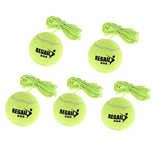 Schneespitze 5Pcs Tennis Ball and String Replacement,Self Practice Tennis Ball Trainer Resiliency Tennis Ball,Ball and Tether Replacement Tether Ball