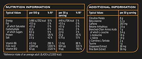 Reflex Nutrition Muscle Bomb Caffeine Ultimate PRE-Workout Powder 7g BCAA's 2g L-Carnitine 3.2g Beta-Alanine (600g) (Black Cherry)