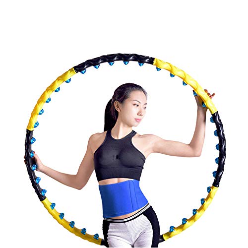 Amea Magnetic Exercise Hula Hoop, Weighted Hula Hoop Fitness Massage Exercise Exercise Sport Detachable 7/8 pcs Easy to Install Double Row Magnetic Fitness Hoop,Yellow Black,8 parts