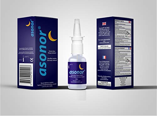 Asonor Snoring Nasal Spray (30ml) – Effective Snore Stopper Drops for Better Sleep – Snore Relief Remedy – Opens Up The Throat Air Passage – Enables Better Breathing – Natural Anti-Snoring Solution