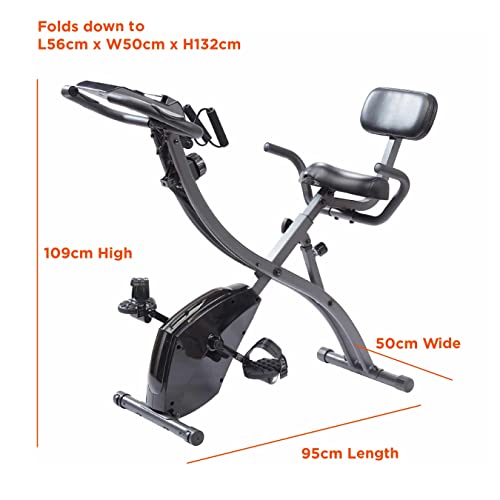 High Street TV Slim Cycle - 2-in-1 Stationary Flat Fold Exercise Bike - For Full Body Cardio - Strength & Resistance Training - Built-In Resistance Bands - Easy Storage - 8 Resistance Levels