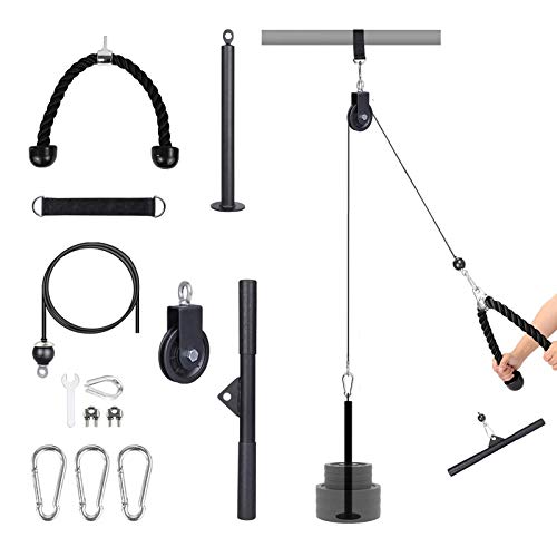 Yovell Fitness LAT and Lift Pulley System DIY Pull Down Machine Cable Attachment Home Gym Workout Exercise Equipment for Triceps Extension, Biceps Curl, Back, Forearm, Shoulder