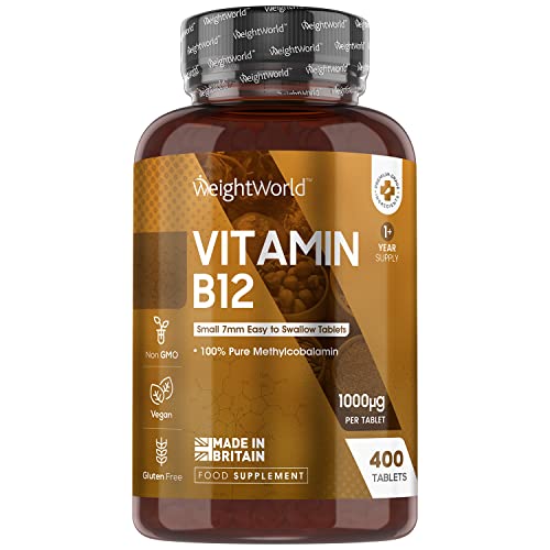 Vitamin B12 Tablets High Strength – 1000mcg Vegan B12 Supplement - 400 Pure Methylcobalamin Tablets (1+ Year Supply) - Tiredness and Fatigue Tablets – Immunity Supplements - GMP Approved – Made in UK