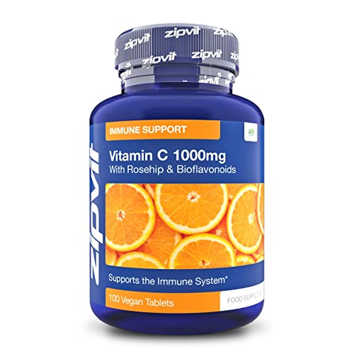 Vitamin C 1000mg with Bioflavonoids, 100 Vegan Tablets. Supports The Immune System. Contributes to a Reduction in Tiredness and Fatigue.