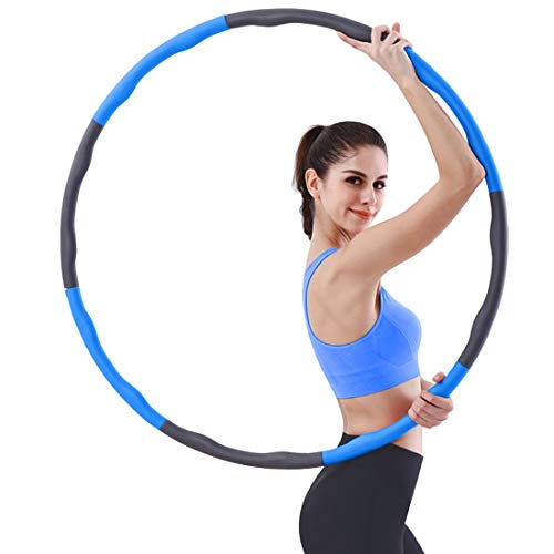 ROMIX Weighted Hula Hoop, Removable Wave Hoola Hoop 1 kg (2.2lbs) with Detachable Eight Section Exercise Hoop, Adjustable Soft Padded Fitness Hoop for Adults Kids Gymnastics Dance Weight Loss Sports