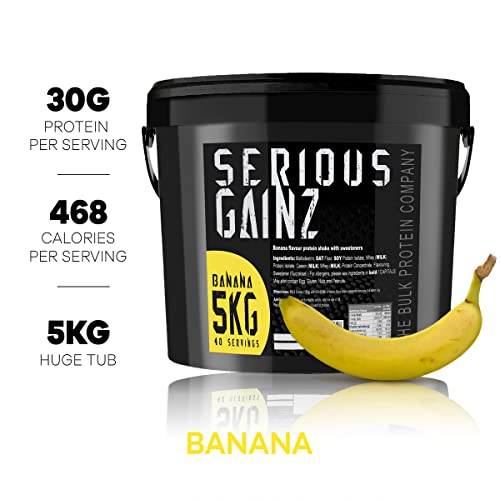 The Bulk Protein Company - Serious Gainz – Mass Gainer Protein Powder – Banana 5kg, B142-BA