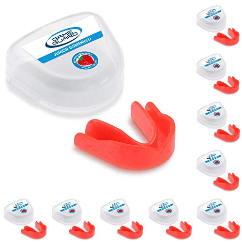 Game Guard 1 x Boil & Bite Flavoured Mouthguard/Gumshield – Mouldable Gum Shields – Mouth Guard Kids/Junior/Childrens/Youth - CE Approved, School Sports, Rugby (GUM SHIELD JUNIOR - STRAWBERRY)