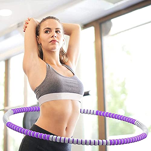 YUZE Weighted Hula Hoop Sections Can Be Adjusted Freely Thick Foam Massage Design Suitable For Adult Fitness And Weight Loss(Purple+Grey)