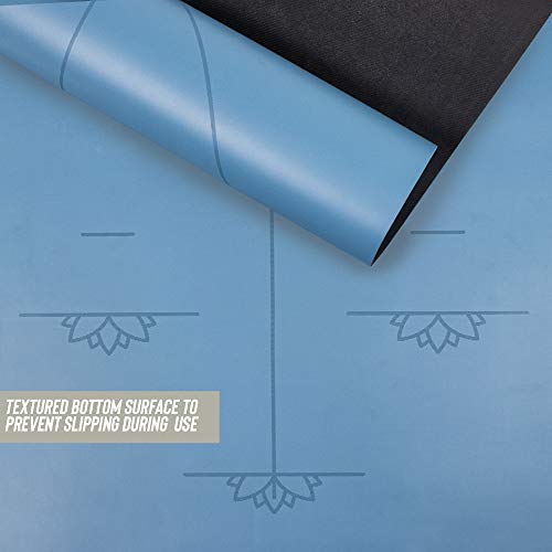 Myga RY1182 Large Alignment Yoga Mat with Body Alignment Lines, Eco-friendly Non Slip Yoga Mat, High Density TPE Padding, 205 x 70cm, 6mm Thickness, Blue