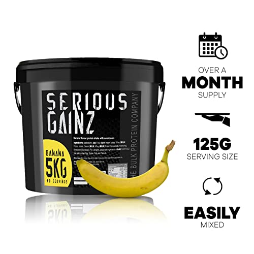 The Bulk Protein Company - Serious Gainz – Mass Gainer Protein Powder – Banana 5kg, B142-BA