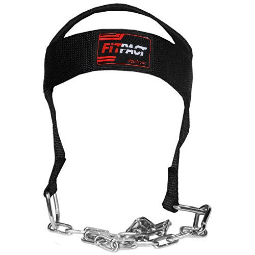FITPACT Head Harness Neck Builder Chain Belt Weight Lifting Boxing Strength Training Padded Adjustable D-Rings Workout Bodybuilding Exercises Gym Developer Straps