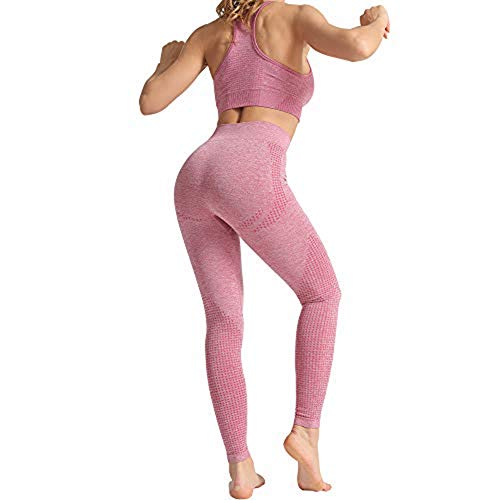 DONYKARRY 3Pcs Women Seamless Sportswear Sets, Long Sleeve Bar Pants Yoga Workout Sportswear Gym Crop Suits Top with Thumb Hole Fitness