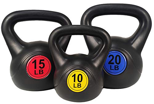 BalanceFrom Wide Grip 3-Piece Kettlebell Exercise Fitness Weight Set, Include 5 lbs, 10 lbs, 15 lbs or 10 lbs, 15 lbs, 20 lbs, Multiple - Gym Store | Gym Equipment | Home Gym Equipment | Gym Clothing