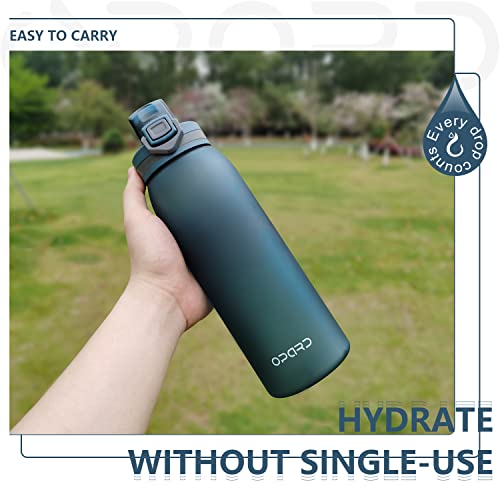 Opard Sports Water Bottle, 900ml BPA Free Non-Toxic Tritan Plastic Drinking Bottle with Leak Proof Flip Top Lid for Gym Yoga Fitness Camping