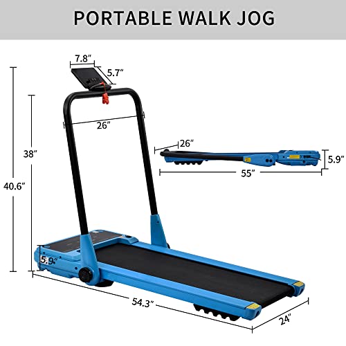 Electrical Motorized Treadmill Portable Folding Running Machine Fitness Exercise Cardio Jogging 1.5HP Powerful Motor 12km/h (Blue)