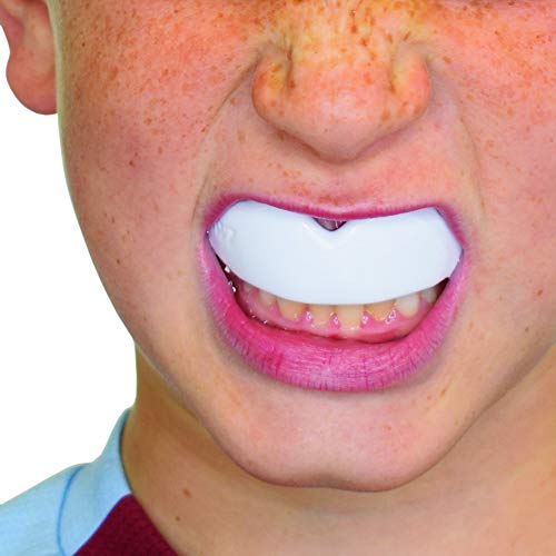 SAFEJAWZ Mouthguard Slim Fit, Adults and Junior Gum Shield with Case for Boxing, MMA, Rugby, Martial Arts, Judo, Karate, Hockey and all Contact Sports (Adult (12+ Years), White) - Gym Store
