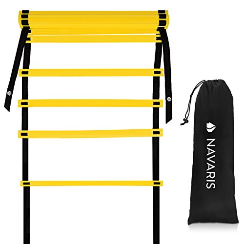 Navaris Speed Ladder 6m - Agility Ladder with 12 Adjustable Rungs - Indoor/Outdoor Equipment for Football and Fitness Training - For Kids or Adults