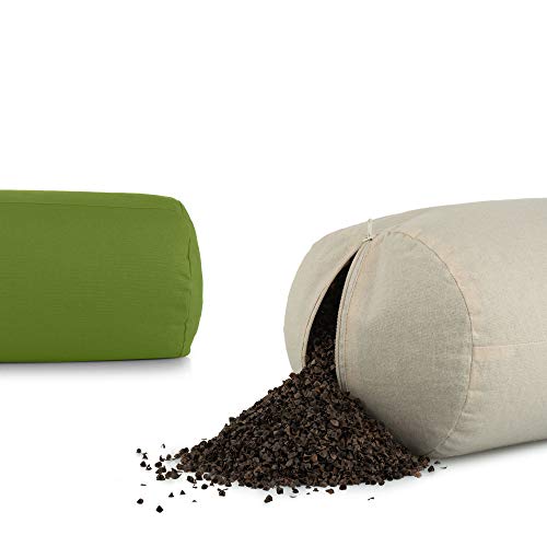 Basaho Yoga Bolster | Organic Cotton | Buckwheat Hulls | Removable Washable Cover (Pure Purple)