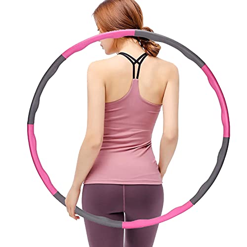 Weighted Hula Hoops for Adults,Fitness Hoop for Adults Kids, Weighted for Fitness Exercise Gym, Folding Fitness Wave 1kg Adjustable Width 72-95cm, Foam Padded Slimming Ring Weight Loss Gift For Women