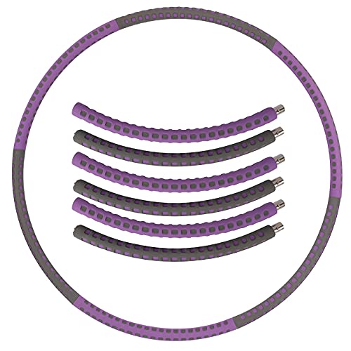 Fitness Hula Hoop, Smart Hoola Hoops for Adult Exercise, Weighted Hulahoop for Women Ladies Girls Lose Weight Massage Home Workout, with 6 Soft Padding Detachable, Stainless Steel Core, 34 inch Purple