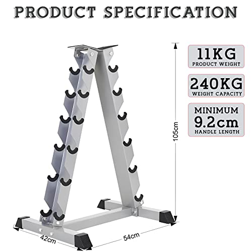 FK Sports Silver Dumbbell Rack Heavy Duty Steel Dumbell Racks 6 Tier, With 240 Kg Load Bearing Capacity Hex Weight Stand, Dumbbell Tree for Home Gym Dumbbells Storage Fitness Equipment