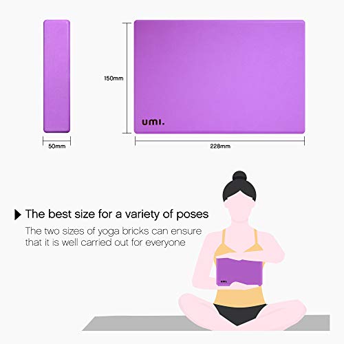 Umi Amazon Brand Full Yoga Blocks Yoga Bricks High Density EVA Yoga Foam Support Block Positioning Bricks (Purple, pair)
