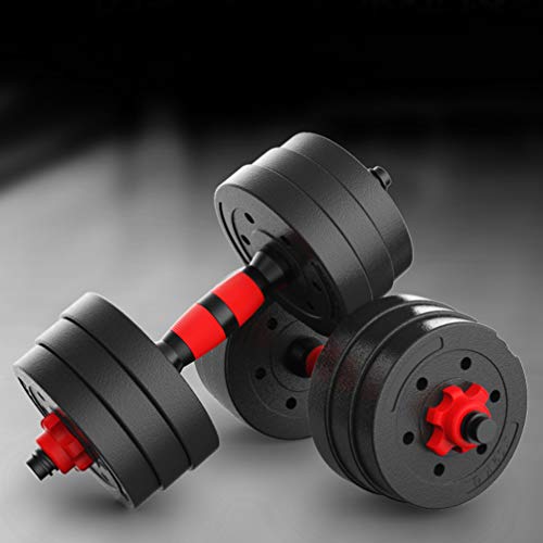 CLISPEED Adjustable Dumbbells Set Workout Anti-Slip Barbell Fitness Dumbbell Weights with Connecting Rod (Total 20KG)