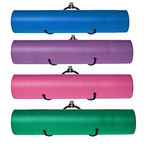 AUXPhome Wall-Mounted Yoga Mat Foam Roller and Towel Rack Holder- Yoga and Barre Mats Storage Rack Wall Holder Storage Shelf Exercise Mat Rack Hanging for Your Fitness Class or Home Gym, （4 Pack）