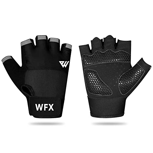 WESTWOOD FOX Weight Lifting Gloves Workout Bodybuilding Fitness Non Slip Padded Palm Grip Breathable Gym Gloves Running Training Exercise for Men Women (L, Black)