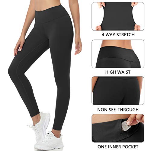 SIHOHAN Yoga Pants for Women, High Waist Tummy Control Stretch Gym Workout Running Leggings, Fitness Sports Tights with Inner Pocket (Black, L) - Gym Store | Gym Equipment | Home Gym Equipment | Gym Clothing