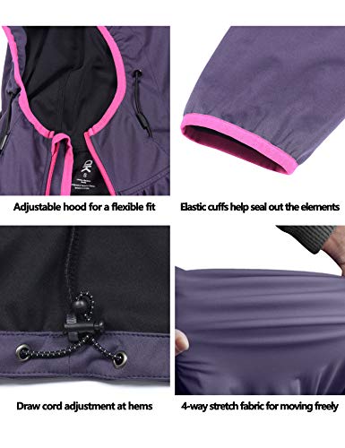 Little Donkey Andy Women's Lightweight Hooded Softshell Jacket for Running Travel Hiking, Windproof, Water Repellent Purple Size M