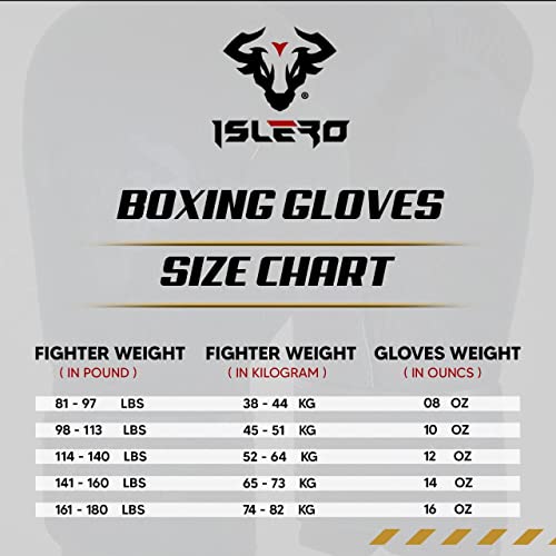 Islero Fitness Matte Black Boxing Gloves Men Punch Bag Women MMA Muay Thai Martial Arts Kick Boxing Sparring Training Fighting Gloves With Hand Wraps (Black, 12 OZ)