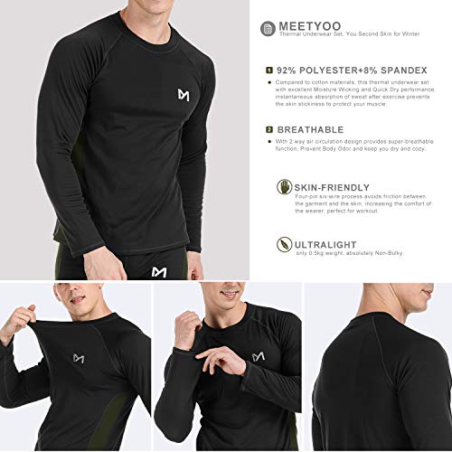 MEETYOO Men’s Thermal Underwear Set, Wicking Long Johns Quick Dry Base Layer Sport Compression Suit for Workout Skiing Running Hiking