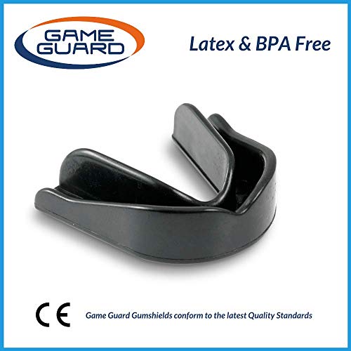 Game Guard Boil & Bite Mouth Guard/Gum Shield – Mouldable Mouthguard/gumshields - Adult/Senior - CE Approved, School Sports, Rugby, Hockey (BLACK)