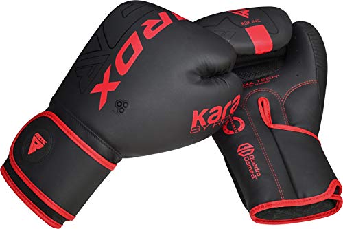RDX Kids Boxing Gloves Sparring and Muay Thai Maya Hide Leather, KARA Patent Pending Junior Training Mitt for Kickboxing, Punch Bag, Focus Pads, MMA, Thai Pad, Double End Ball Punching Fight Gloves