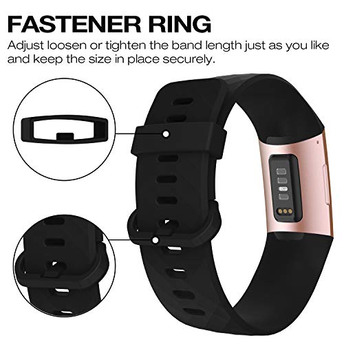 Adepoy Compatible for Charge 3 Strap/Charge 4 Strap, Adjustable Classic Replacement Strap with Aluminum Alloy Buckle(black,small)