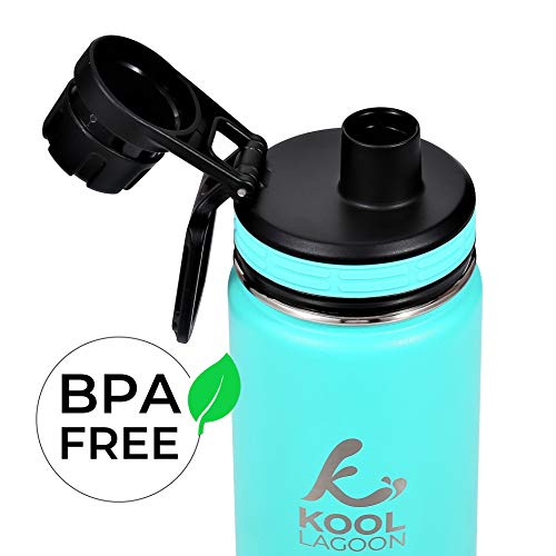 Kool Lagoon Stainless Steel Water Bottle | 650 ml | Vacuum Insulated Double Wall | Cold & Hot Flask | Sports Cap | BPA Free | Large Metal Thermos | Leakproof | For Gym, Travel, Sports | Gift Box
