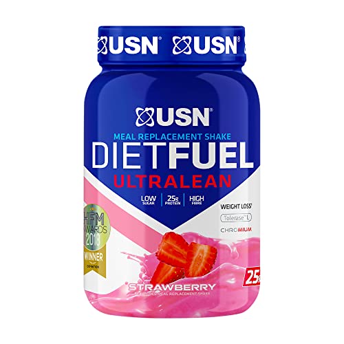 USN Diet Fuel UltraLean Strawberry 1KG: Meal Replacement Shake, Diet Protein Powders for Weight Control and Lean Muscle Development