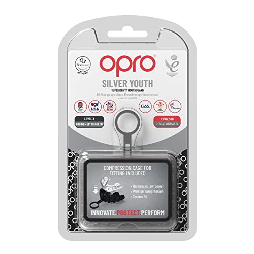 New OPRO Silver Level Adult and Youth Clear Sports Mouthguard, Gum Shield Featuring Revolutionary Fitting Technology for Hockey, Lacrosse, Rugby, MMA, Boxing, Contact and Combat Sports (Clear, Youth)