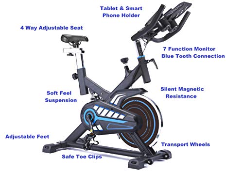 UK Fitness Indoor Cycling Exercise Bike Cardio Cycle Smooth Silent Magnetic Resistance Includes 3 Month Membership to Studio SWEAT onDemand Classes