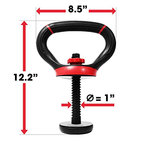 Yes4All LDN6 Unisex's Adjustable Kettlebell Handle, Red, Weight Plate Converter