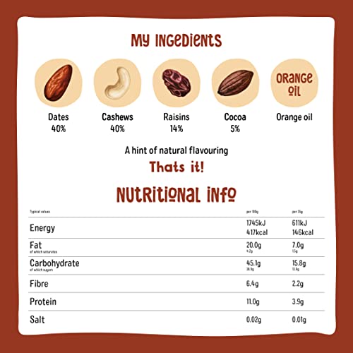 Nakd Cocoa Orange Natural Snack Bars - Vegan Bars - Healthy Snack - Gluten Free Bars 35 g (Pack of 18)