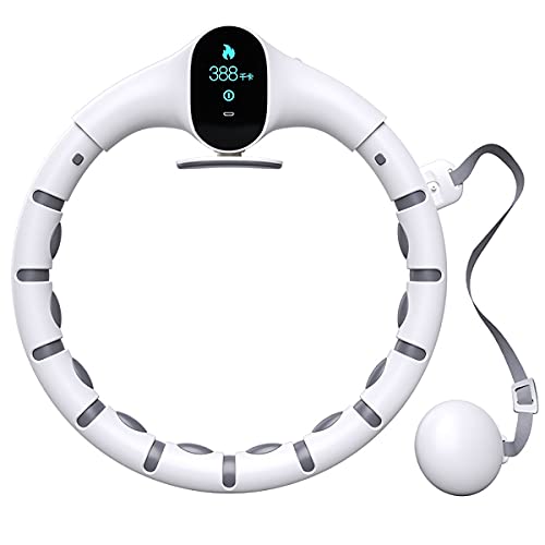 MOZX Smart Hula Hoop, Adjustable Wide Smart Hula Ring Hoops with LED Count Screen, Smart Weighted Hula Ring Hoops for Adults, 360° Massage Fitness Hoops with Soft Gravity Ball, No Fall