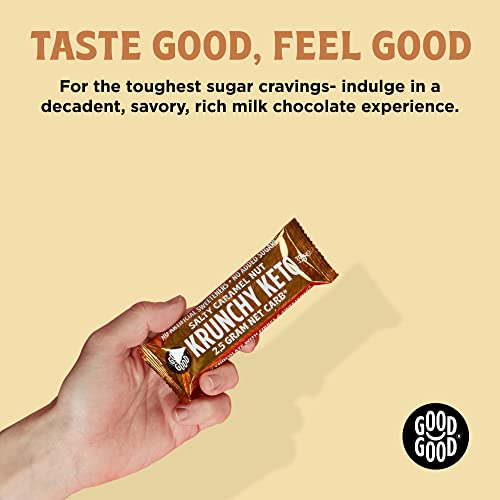 GOOD GOOD Krunchy Keto Bar Salty Caramel - No Added Sugar - High Fibre Low Carb Protein Bar - Suitable for Diabetics & Sugar Intolerant Individuals (15x35g)