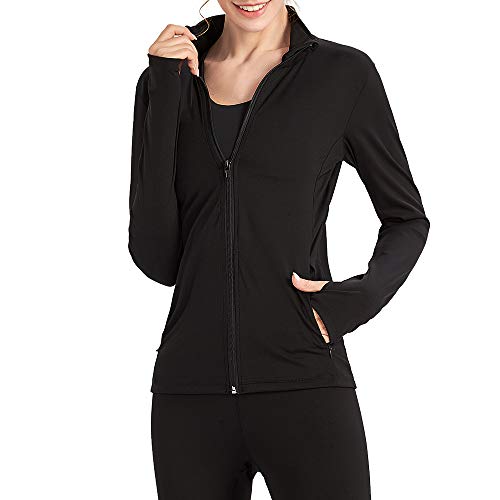 Lixada Women Full Zip Running Jacket Lightweight Workout Jackets Zip-up Sport Sweatshirt Exercise Gym Activewear for Women