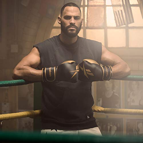 Reebok Unisex's Retail Boxing Gloves, Black/Gold, 10oz