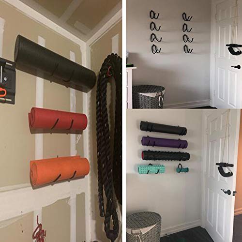 AUXPhome Wall-Mounted Yoga Mat Foam Roller and Towel Rack Holder- Yoga and Barre Mats Storage Rack Wall Holder Storage Shelf Exercise Mat Rack Hanging for Your Fitness Class or Home Gym, （4 Pack）