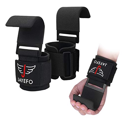 Jayefo Weight Lifting Hooks Wrist Wraps Support Hooks Grip Lifting Gloves Straps Bodybuilding Deadlifts Pull Ups Home Gym Workout…