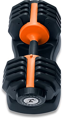 Strongology Home Fitness Black and Orange Adjustable Smart Dumbbells from 2.5kg upto 25kg Training Weights